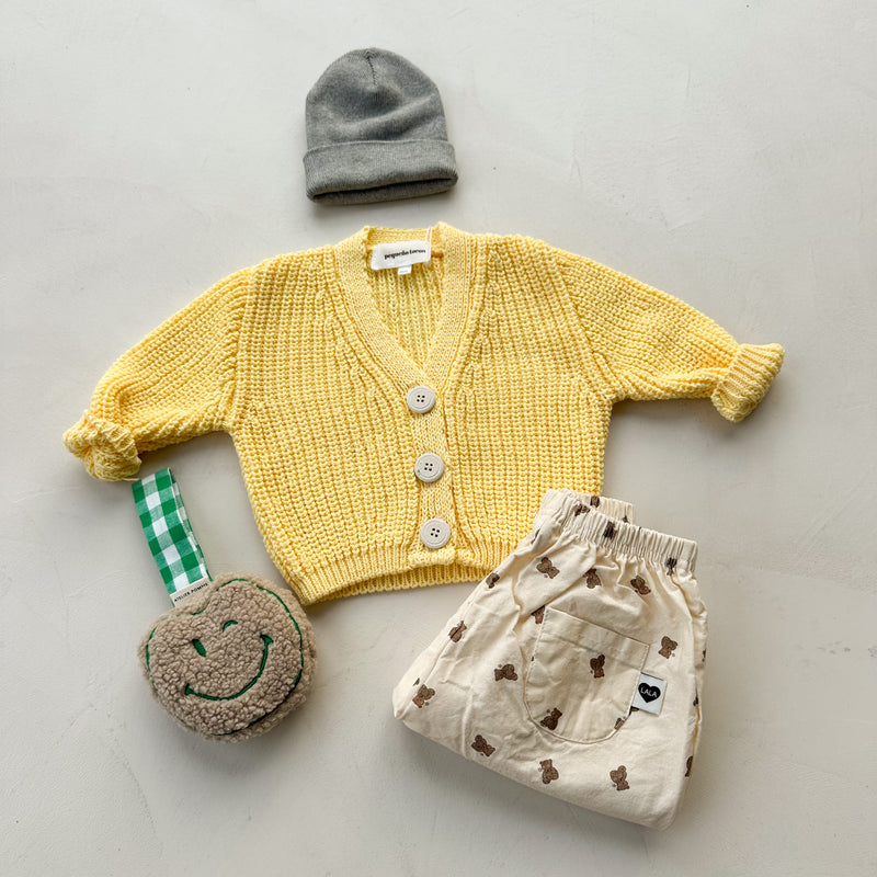 Chunky cotton knitted cardigan - Yellow