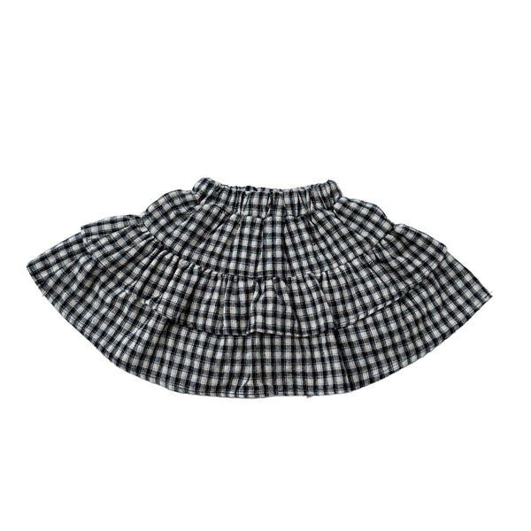 Tiered check skirt - Black