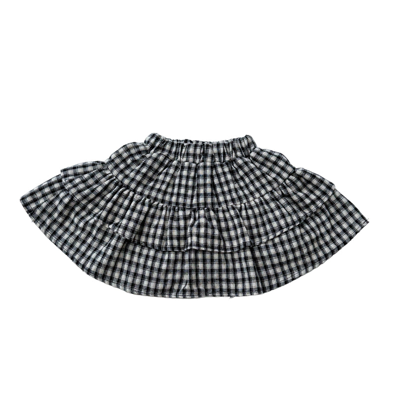 Tiered check skirt - Black