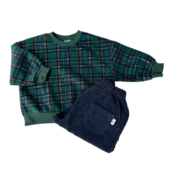 Checked fleece jumper - Dark green