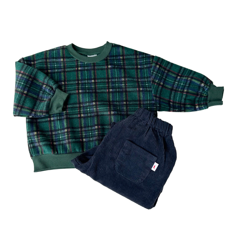 Checked fleece jumper - Dark green