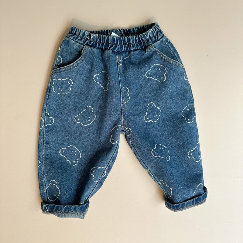 Bear baggy denim pants - Blue