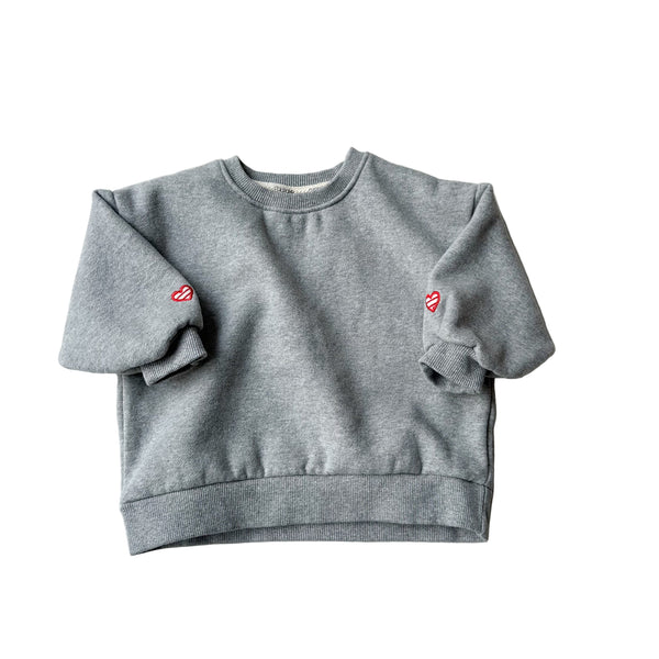 Fleeced mini heart sweater - Grey melange