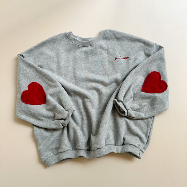 Heart patch sweatshirt - Grey melange