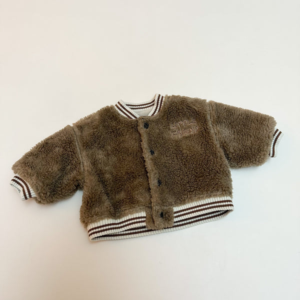 Teddy fleeced baseball jacket - Brown
