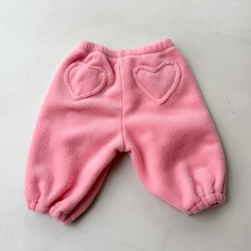 Heart fleece jogger pants - Pink