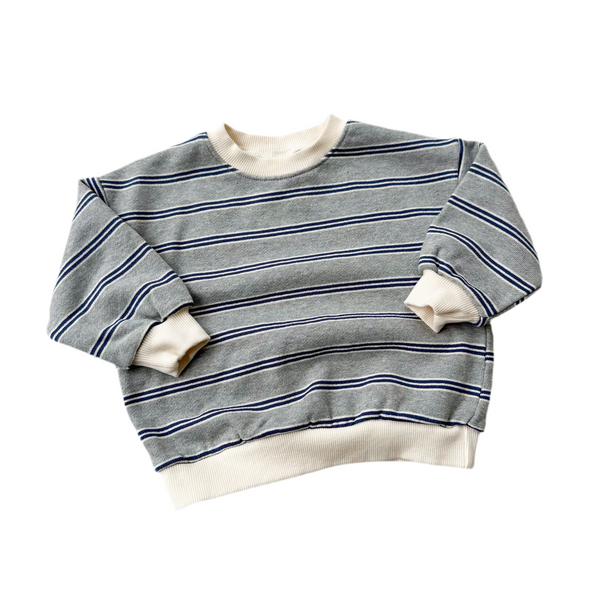 Bicolor stripe sweatshirt - Grey melange
