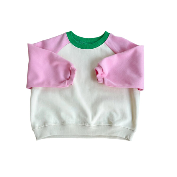 Raglan colorblock sweater -  Candy pink