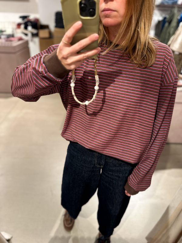 Oversized multi stripe tee - Brown