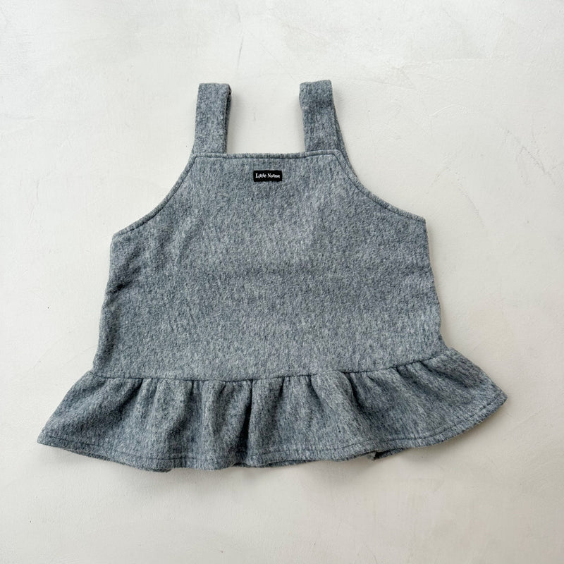 Fleece mini ruffle dress - Light grey melange