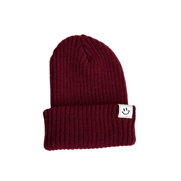 Chunky smile rib beanie - Burgundy