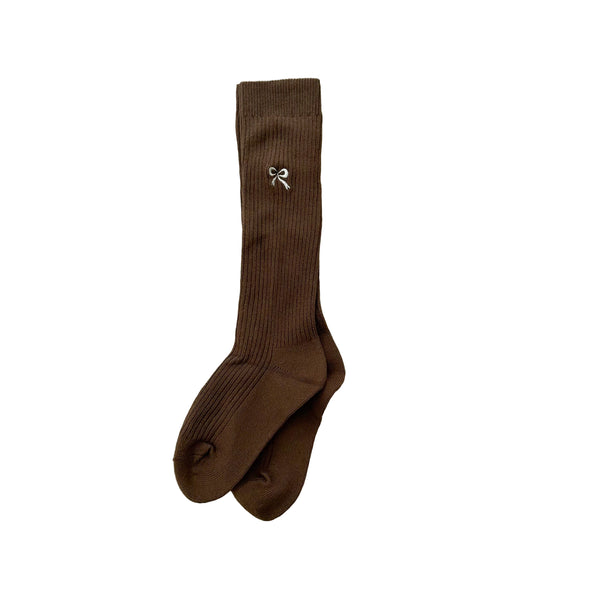 Knee sock with bow - Brown