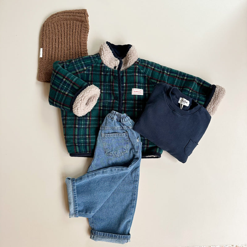Reversible dumble check jacket - Beige/green