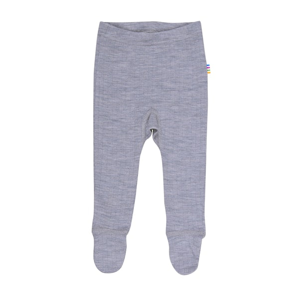 Merino wool rib legging with feet - Grey melange