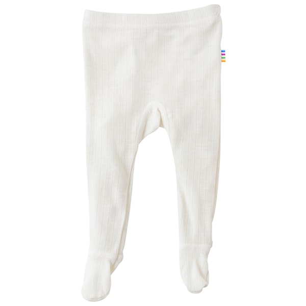 Merino wool rib legging with feet - Ivory