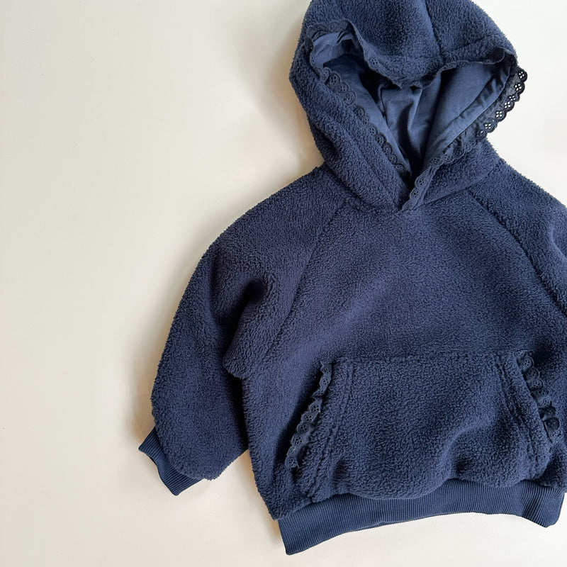 Embroidery fleece hoodie - Navy