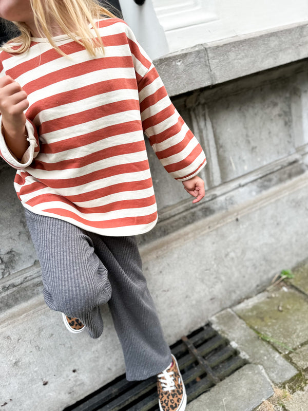 Shimba striped piping sweater - Brick