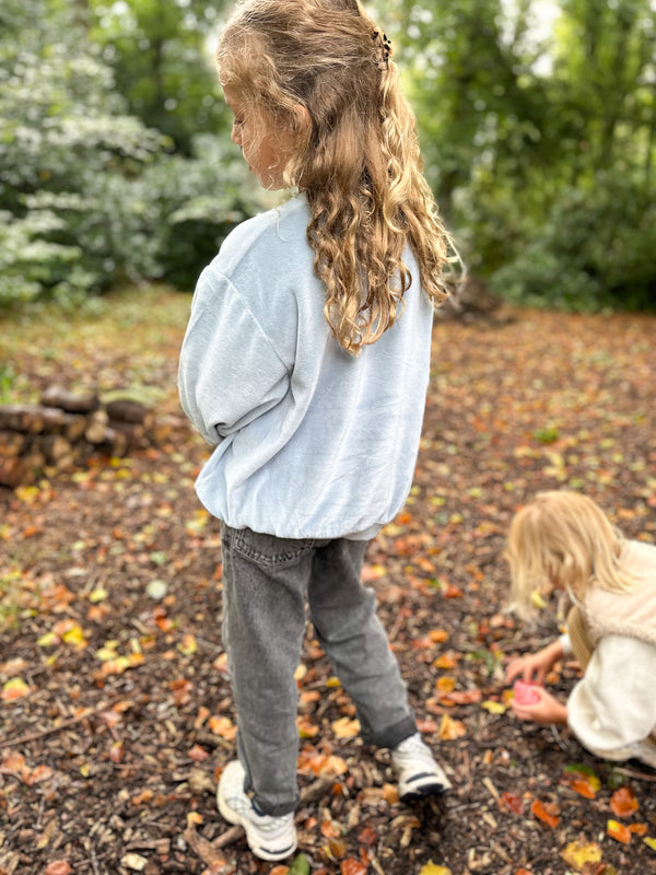 Velours raglan sweatshirt - Dusty blue