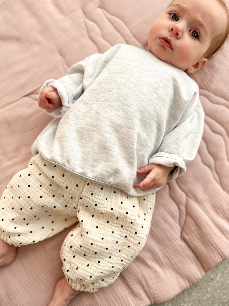 Dot muslin pants - Cream dot