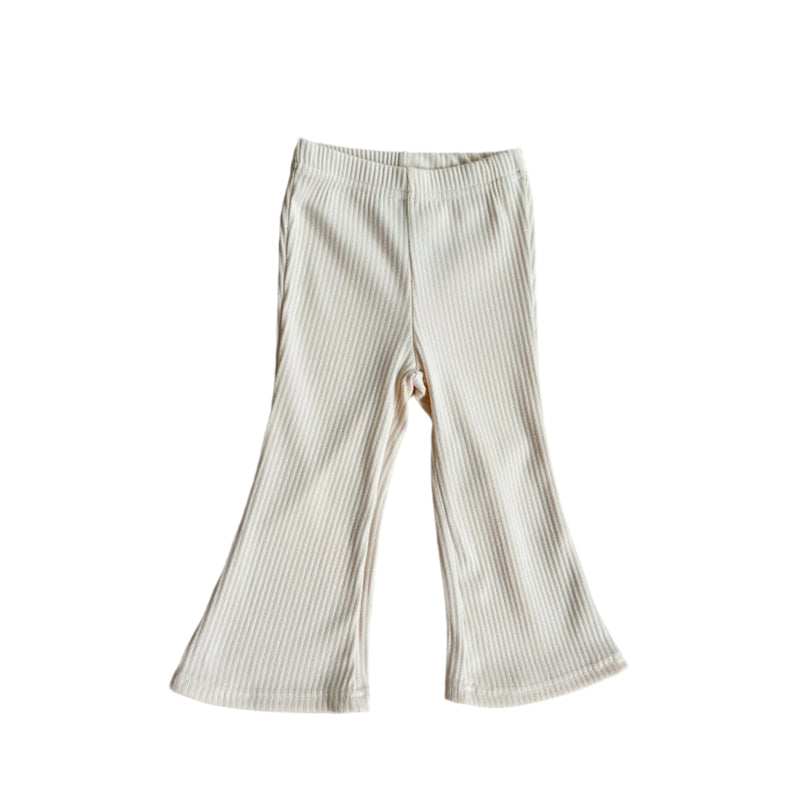 Bootcut rib pants - Cream