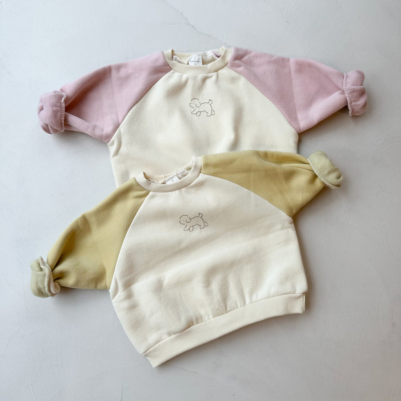 Raglan puppy sweater - Cream/Yellow