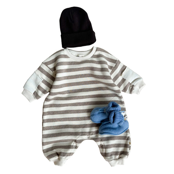 Striped sweater onesie - Cocoa