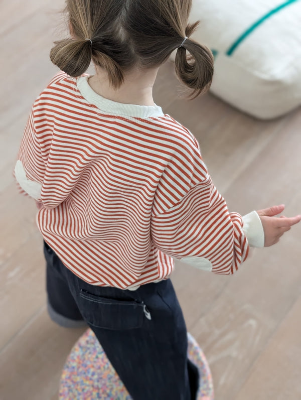 Heart patch sweatshirt - Orange stripes