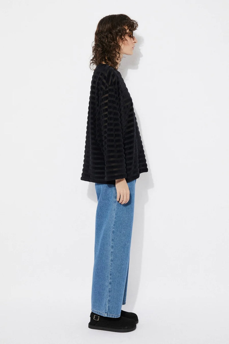 Passet boxy sheer velvet top - Black