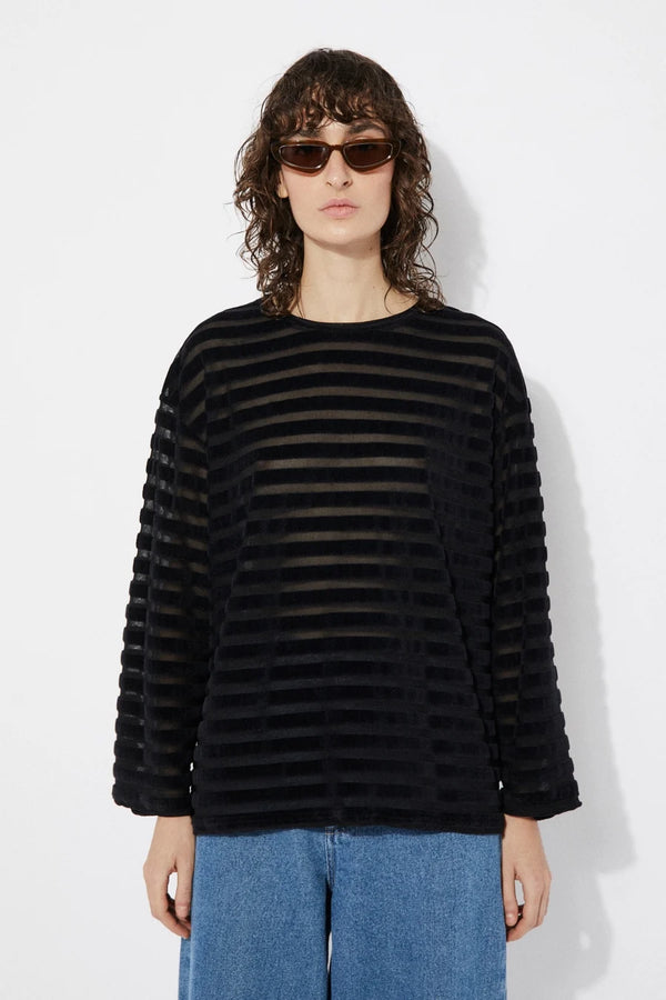 Passet boxy sheer velvet top - Black