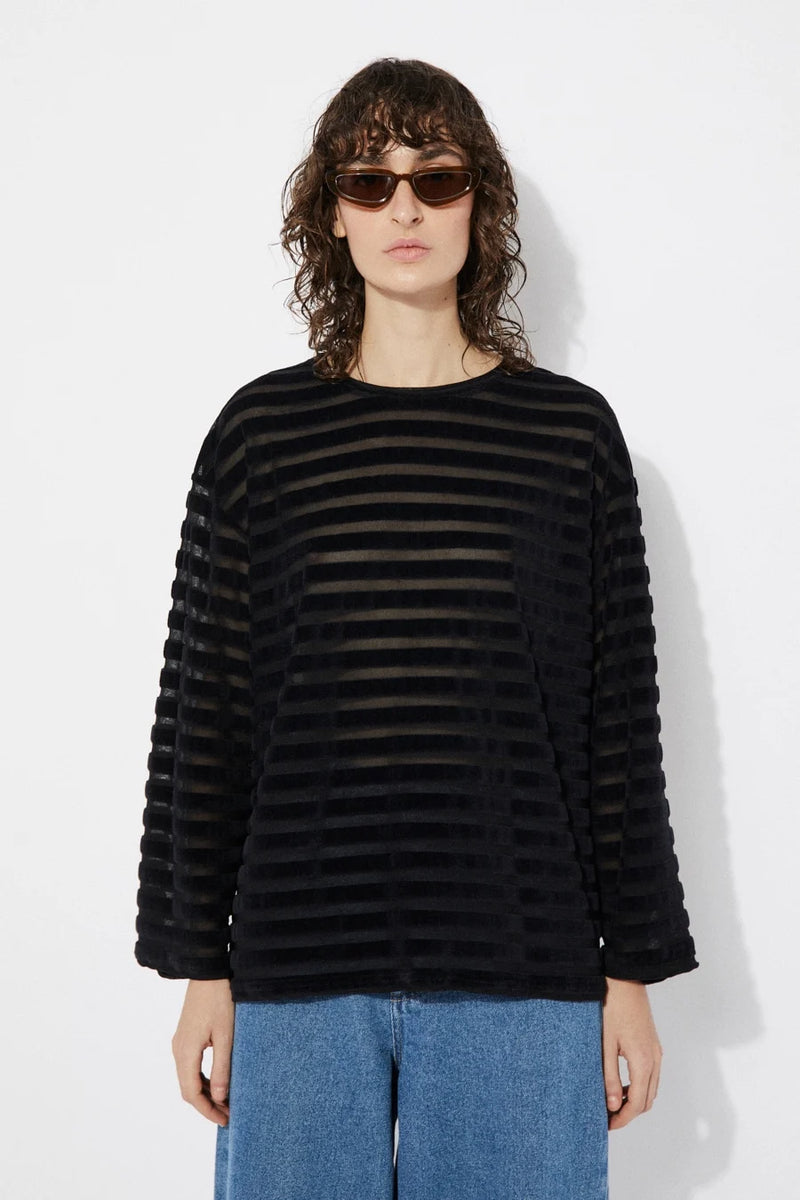 Passet boxy sheer velvet top - Black