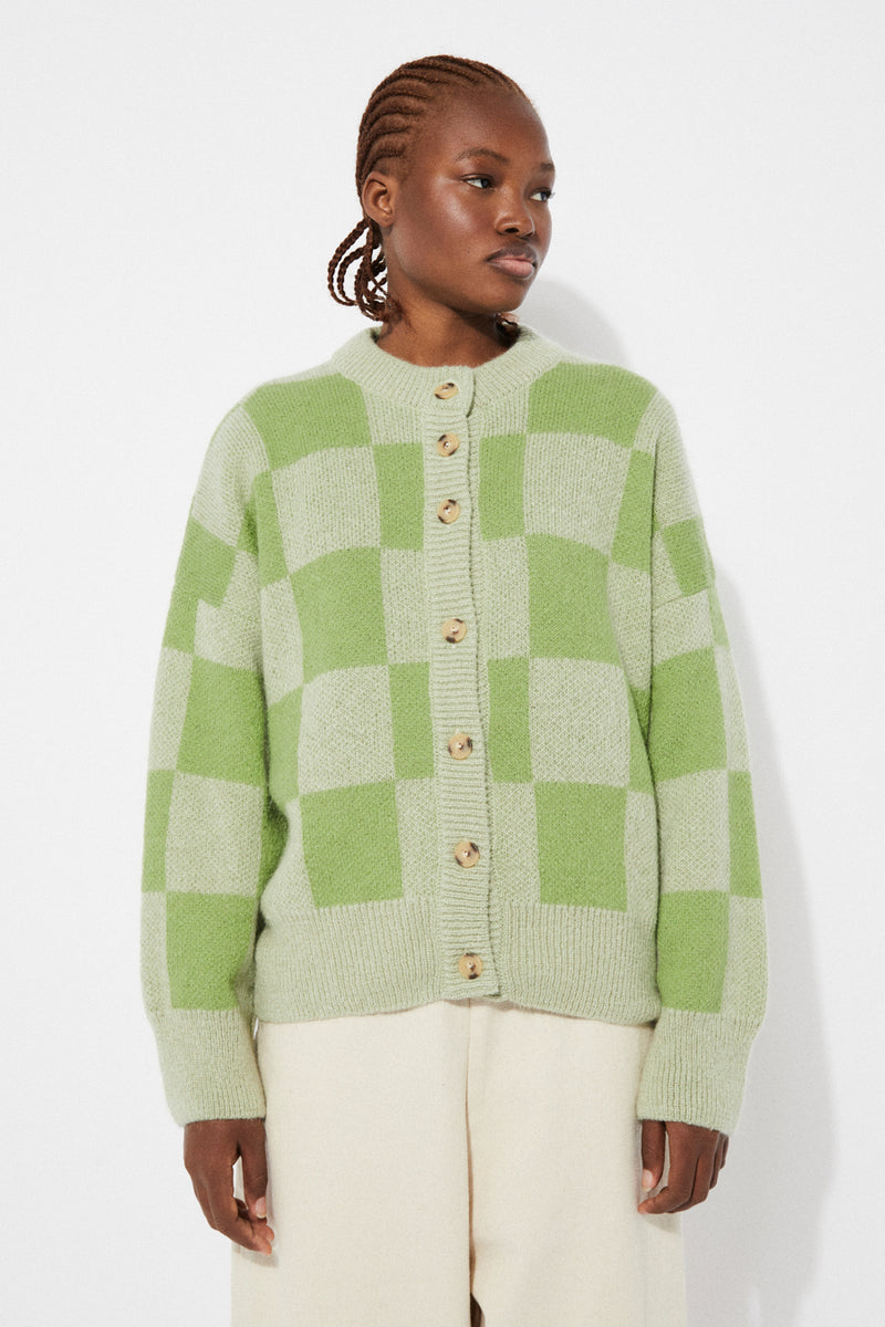 Orla checkered mohair blend cardigan - Pastel green