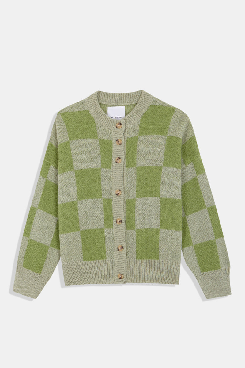 Orla checkered mohair blend cardigan - Pastel green