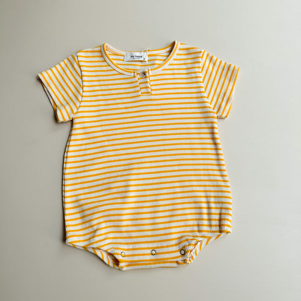 Striped rib onesie - Yellow