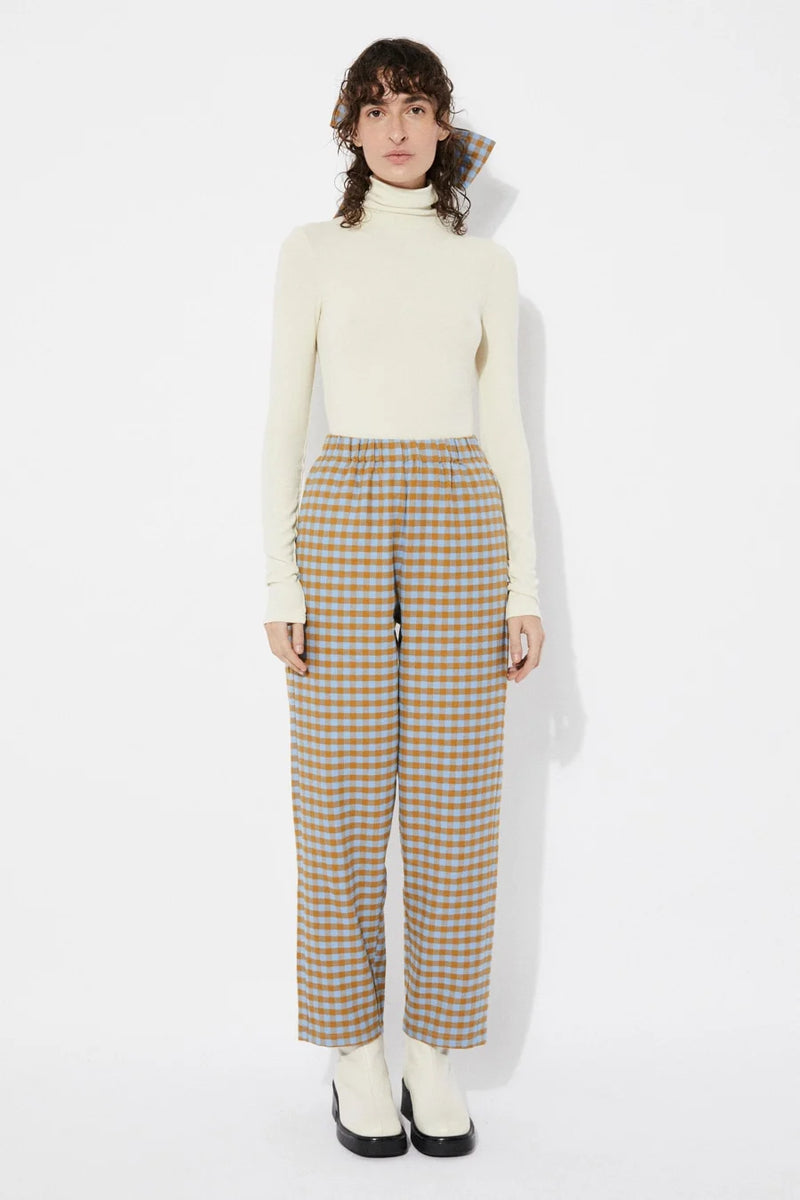 Pomero check balloon pants - Blue/ochre