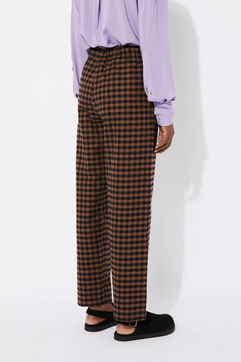 Pomero check balloon pants - Brown/black