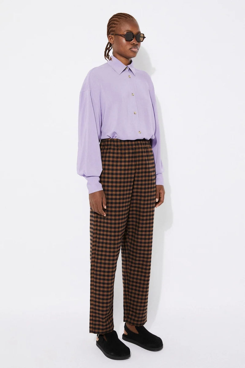 Pomero check balloon pants - Brown/black