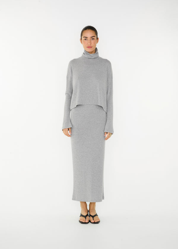 Aste rib skirt - Grey melange