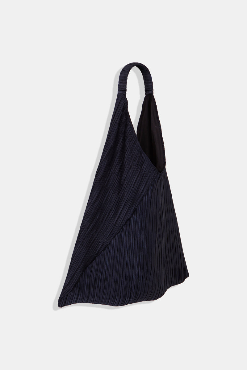 Gola pleated satin tote bag - Dark navy/black