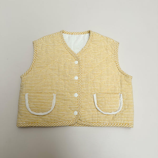 Striped quilted vest - Cream/yellow