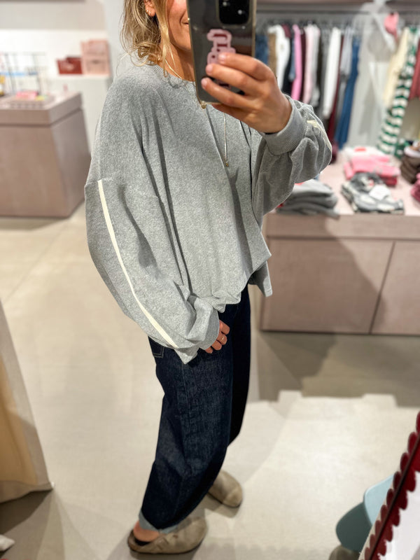 Cécé terry tape sweatshirt women - Grey melange