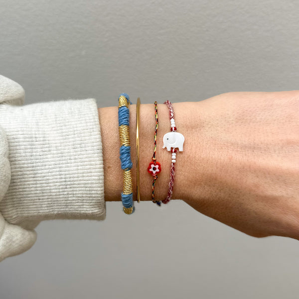 Pearl elephant bracelet - Red/white