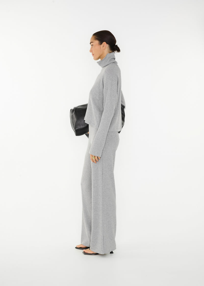 Anzu rib pants - Grey melange