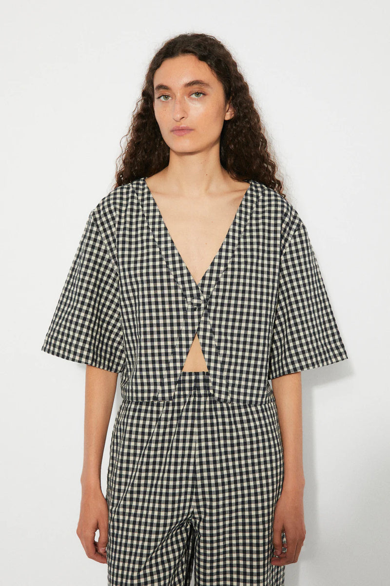 Reishi vichy top - Black/white