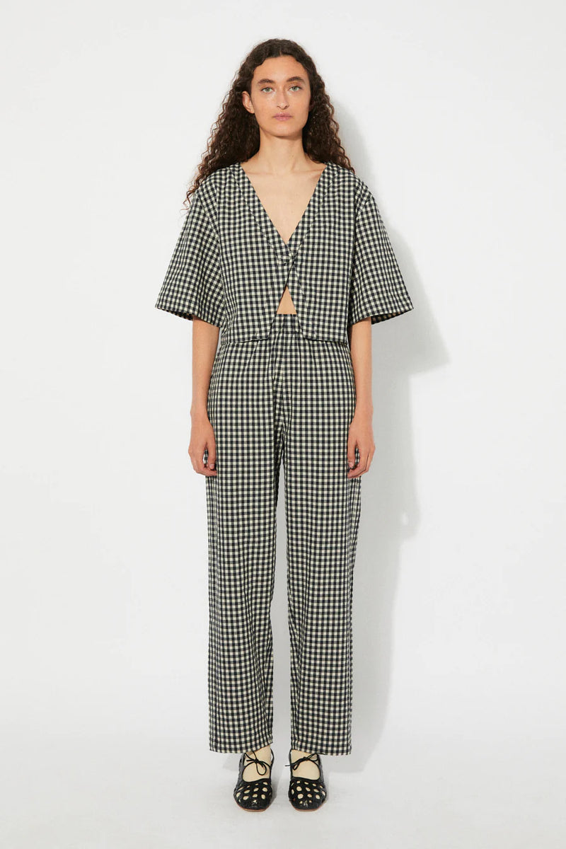 Reishi vichy top - Black/white