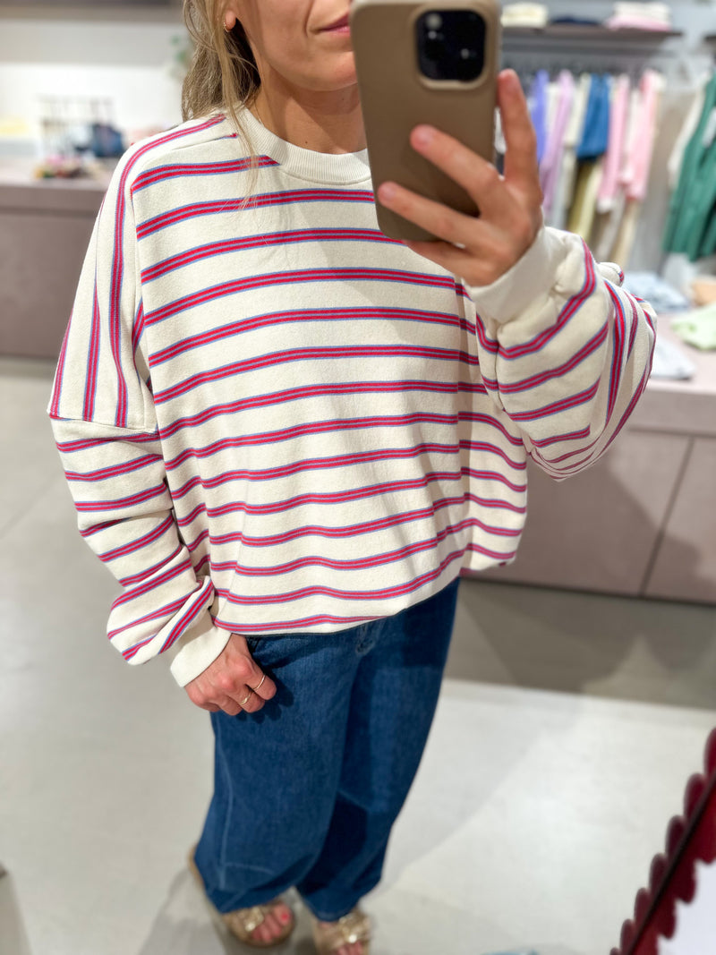 Chunky striped sweater - Cream