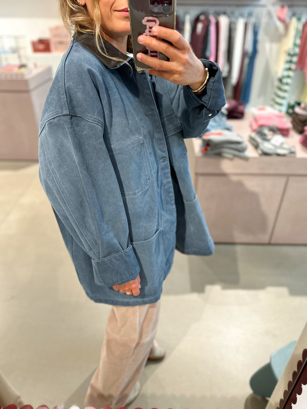 Oversized worker jacket - Steel blue