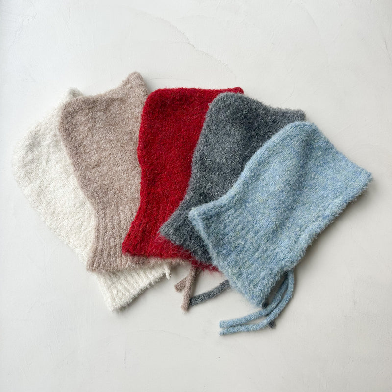 Bouclé button balaclava - Light blue melange