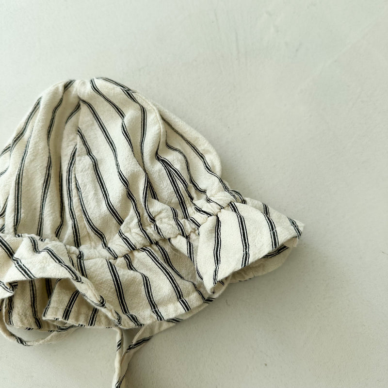 Striped cotton summer hat - Charcoal stripe