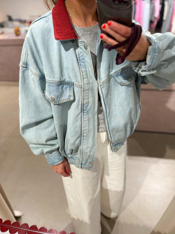 Denim bomber jacket - Washed light blue