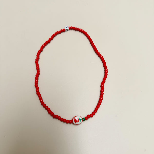 Beads tulip necklace - Red
